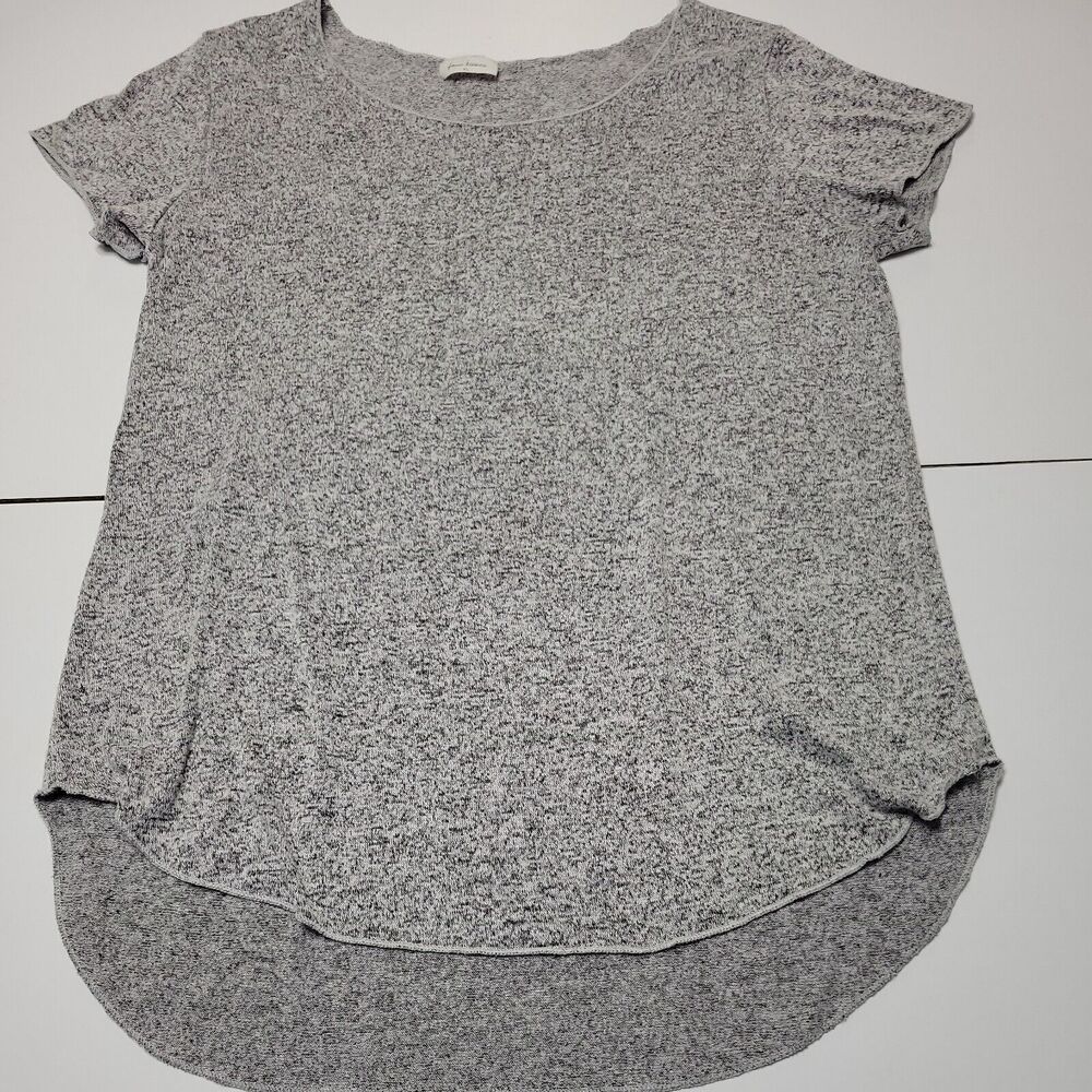 Free Kisses Womens XL Tunic Top Gray‎ Short Sleeve Scoop Neck High Low Hem Soft